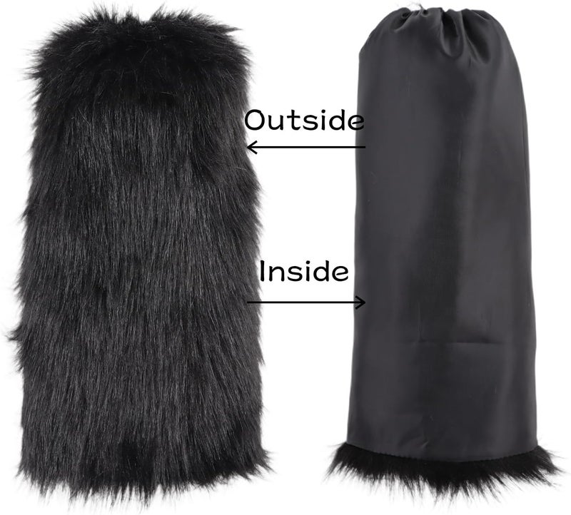 Peecabe Winter Women Faux Fur Fluffy Leg Warmers Fuzzy Long Boot Covers Furry For Christmas - Image 4
